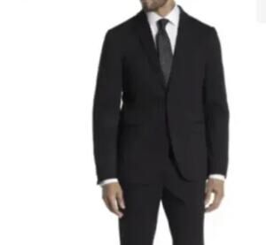 The Savile Row Fairfax Mens 42L Brit Skinny Black Notch Vent Blazer Suit Jacket